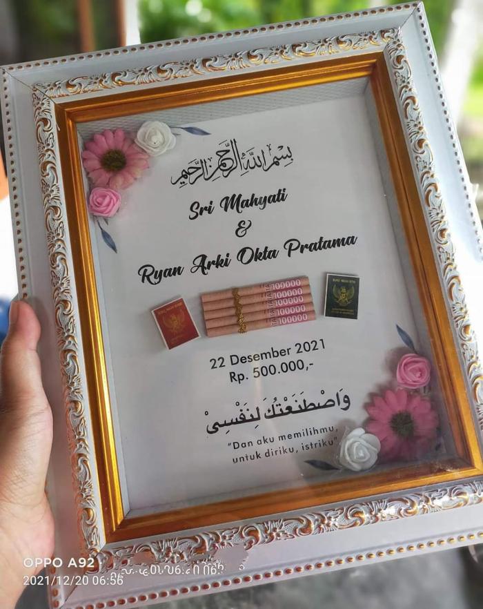 Mahar Pernikahan Frame Putih Ukir Rustic Terbaru