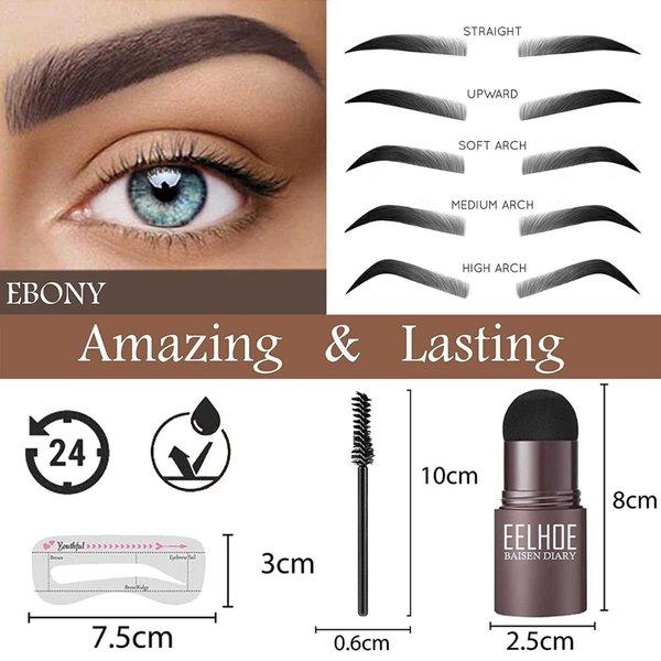 Eelhoe Cetakan Alis Tempel Eyebrow Powder Stamp Set - Wzt13 - Hitam - Cetakan Alis Tempel