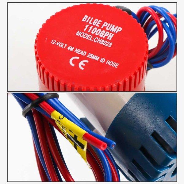 Sunsun Pompa Air Submersible Water Bilge Pump 12V - Ch8028 - Pompa Air Celup 1100Gph