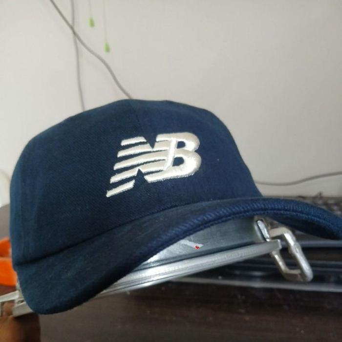 Topi denim katun lembut NEW BALANCE NB second Original navy pekat no minus seperti baru