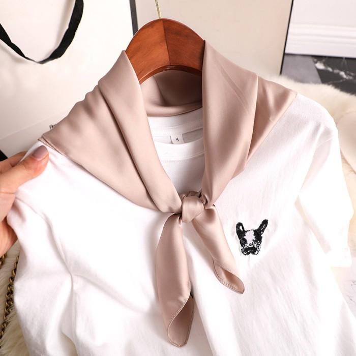 NEW SIMPLE SOLID SOFT PASTEL COLOR SQUARE NECK SCARF WOMEN SYAL LEHER PERSEGI KOTAK SATIN SILK WANIT