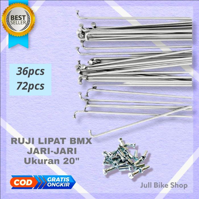 jari jari sepeda 20 silver murni velg lipat chrome bmx set ban ruji spoke 36pcs 72pcs