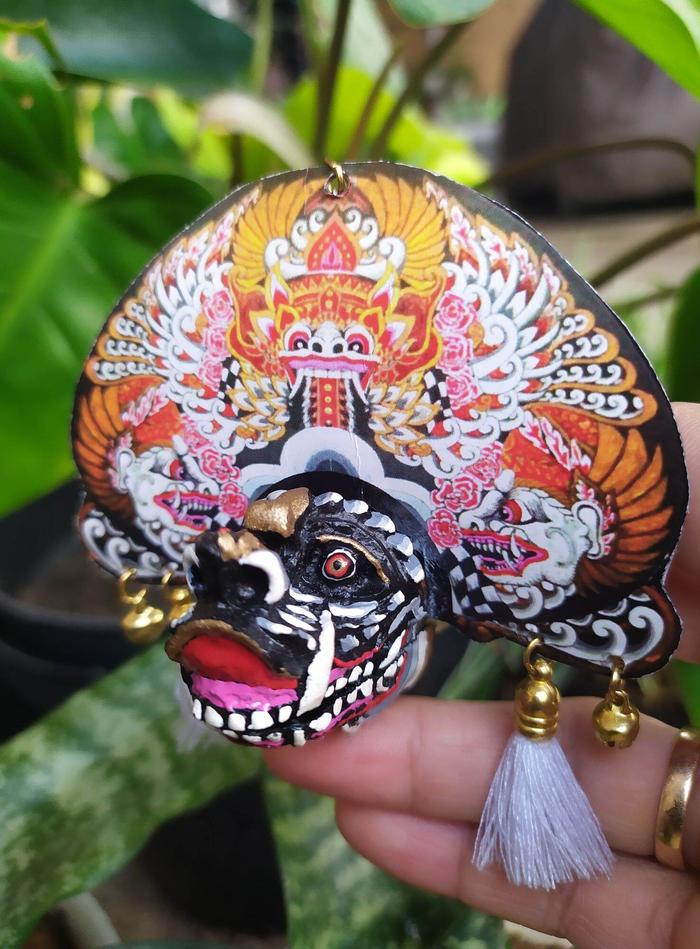 Miniatur barongan jowoan  TELON PUTIH devil/Reog/jaranan/jawa timur gantungan kunci