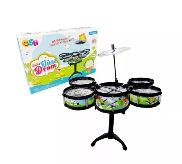 Mainan Anak Drum Mini isi 5 Plus Kursi / Mainan Gendang Musik Mini isi 5