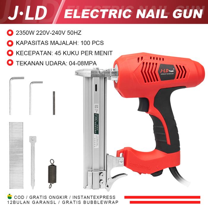 JLD Mesin Paku Tembak Listrik Stapler J-WR02 Kayu Staples Electric 2450W Paku Tembak Listrik 220V Me