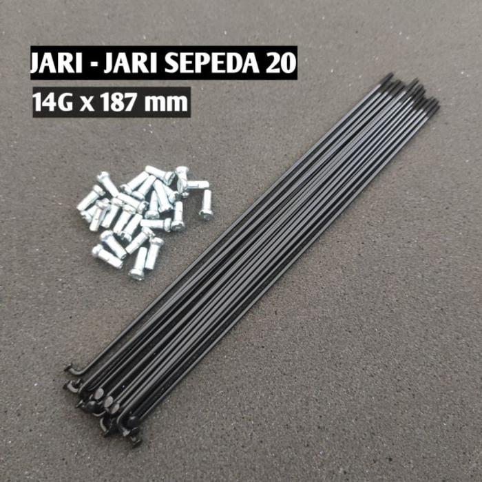 Jari Jari Sepeda 20 Inch Spoke Jarijari Ruji 14G x 187 mm Sepeda Lipat Minion BMX 20 Unicycle Hitam