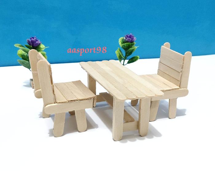 prakarya miniatur kursi dan meja stik es krim