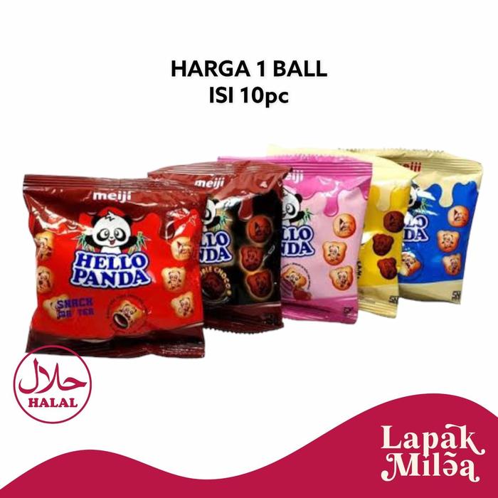 Meiji Hello Panda Renceng Renteng 1 Ball Isi 10pc All Varian Coklat Choco Strawberry Cookies n Cream