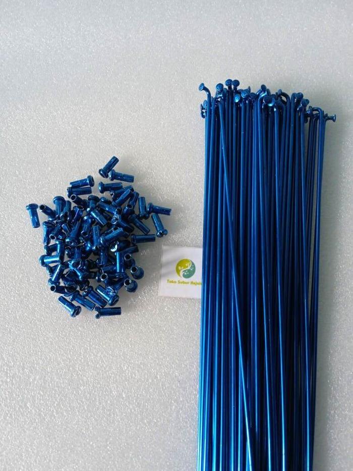Jari jari Warna Sepeda 700c panjang 283mm steel 72pcs Biru. Spoke ruji jari-jari warna roadbike fixi