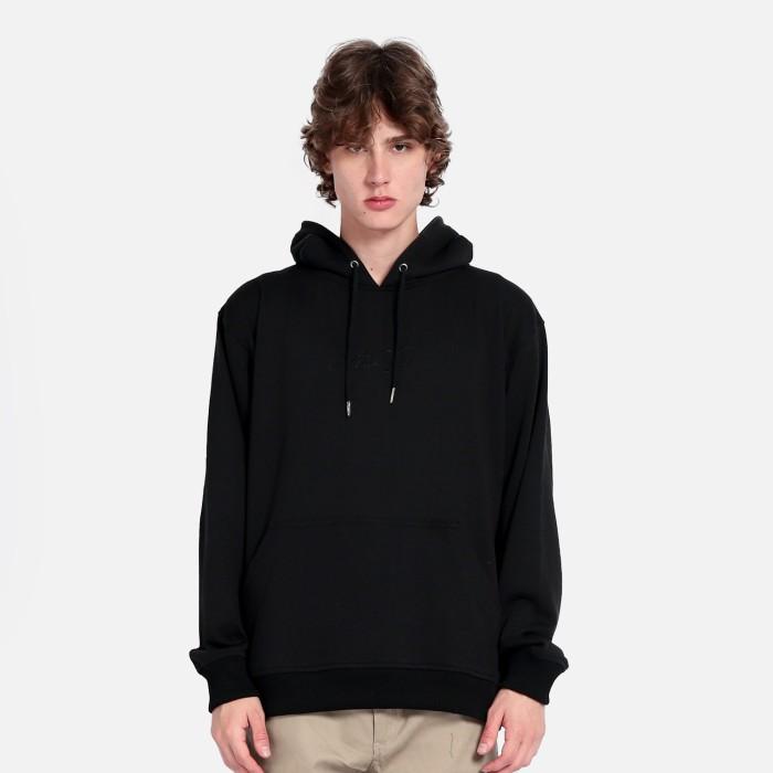 Guteninc - Sweater Bordir Hitam Pria Type Black Hoodie