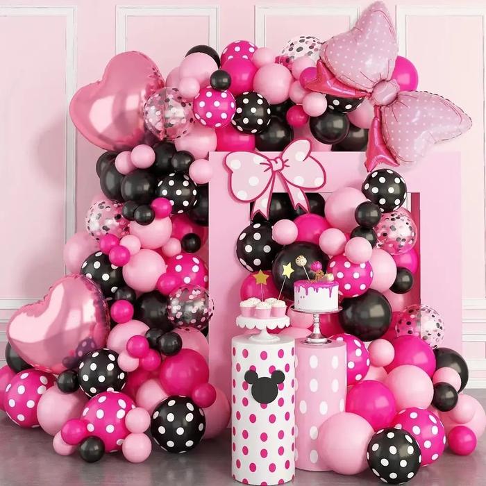 Set Balon Busur Kartun Mickey Minnie Mouse Kit Lengkungan Karangan Bunga Dekorasi Pesta Ulang Tahun 