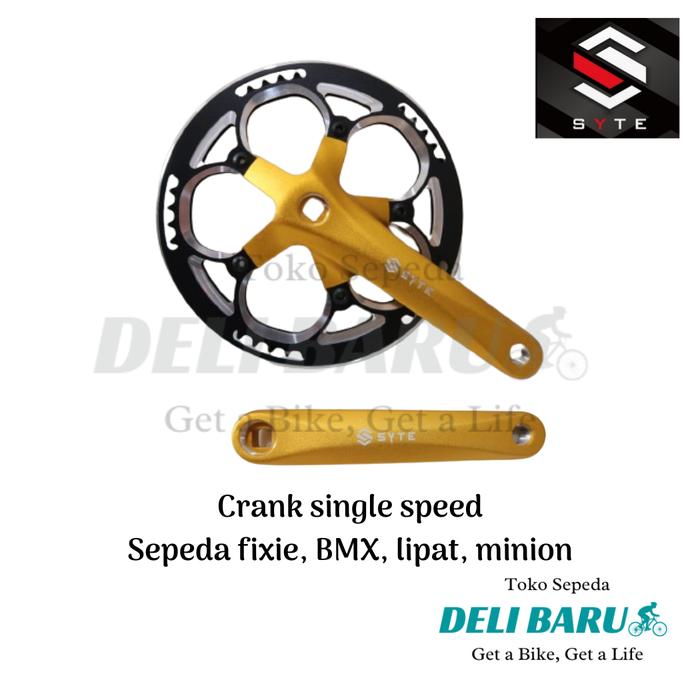 Crank single speed 53T Alloy warna BCD 130 mm crank arm 170 mm chainring sepeda fixie lipat BMX mini