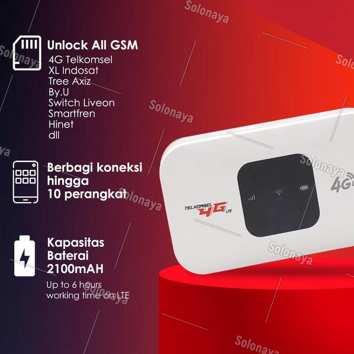 Modem Wifi 4G All Operator Sim Card Wifi Portable 4G All Operator 150Mbps Mobile Wifi Termasuk Bater