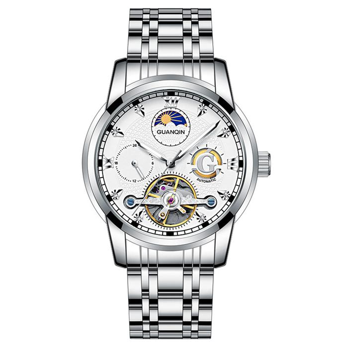 Terbaru, GUANQIN Mechanical Tourbillon Automatic Men Wrist Watch Waterproof Stainless Steel Man Wris