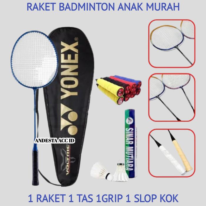 RAKET BADMINTON ANAK- ANAK BIASA MURAH FREE TAS PAKET LENGKAP