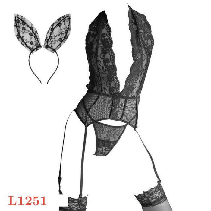 Baju Tidur Wanita Lingerie Sexy L1251 Set Stocking