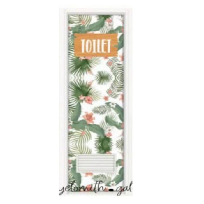 DO044 Stiker Pintu Kamar Mandi Toilet Bathroom Tropical Motif Daun