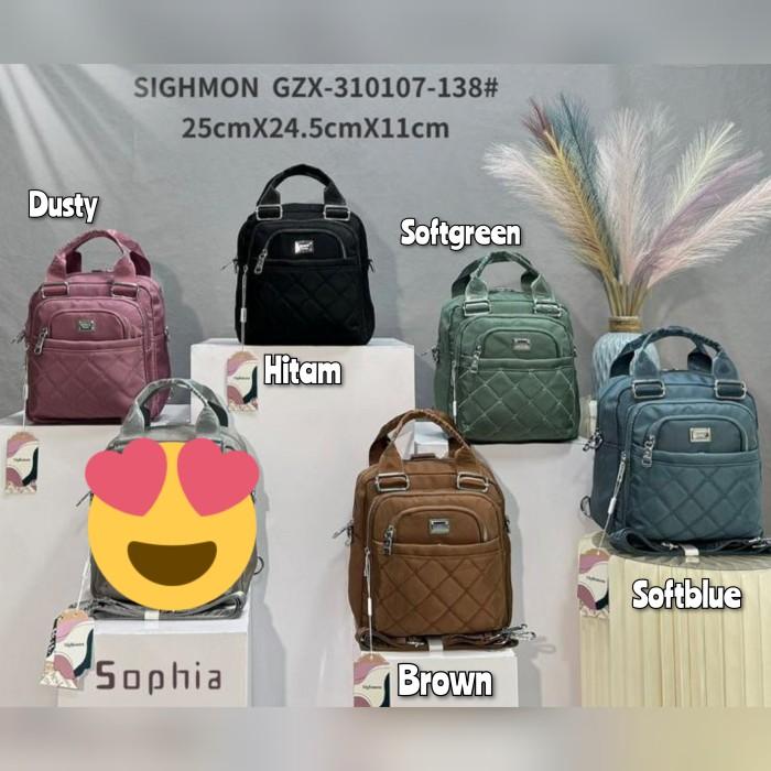 NEW!!! TAS KANVAS SIGHMON BORDIR 3in1 Ransel Selempang Tenteng SG107 5Sleting [Frosty Shop1]