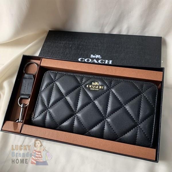 NEW!!! Dompet COACH 53637 Long Wallet Accordion Zip Quilted Black ORIGINAL [Frosty Shop1]