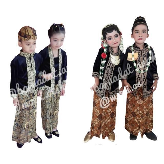 NEW Baju Sarimbit Couple Beskap Kebaya Bludru Anak TK- SD Kecil Murah Adat Jogja Jawa Ready Stok