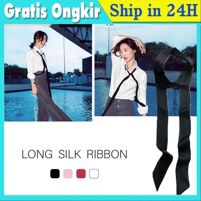Simple Solid Color Long/Syal Neck Scarf Syal Selendang Panjang Wanita Polos Twilly Shawl Bag Tas Aks