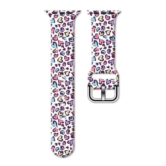 (IMPORT) Valentine's Day Printed Strap for Apple Watch 9 8 7 SE 6 Silicone Sport Band Replaceable Br