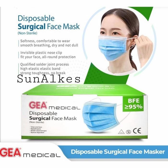Masker Medis Earloop 3 Ply GEA Medical isi 50 Pcs