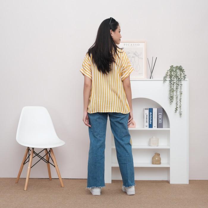 Kemeja Wanita Rayon Premium L Augie - Billie Oversized Stripe Shirt