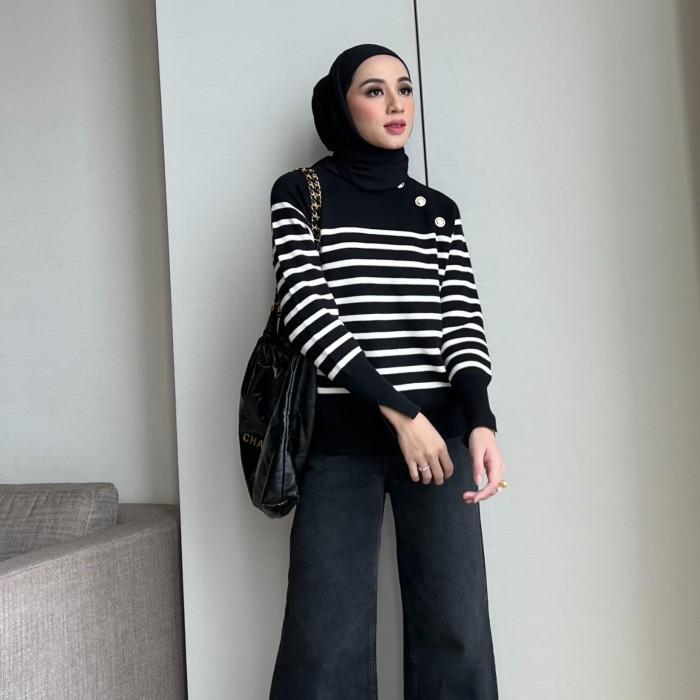 NEW- GONEGANI OFFICIAL - ATASAN WANITA BAHAN KNIT LENGAN SLIT BALMA SWEATER SIAP KIRIM