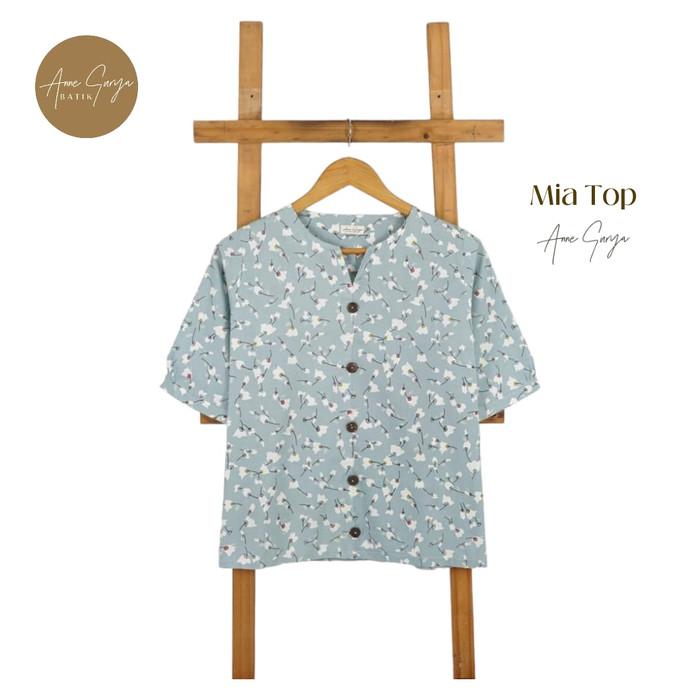 Mia Women Top 1900923/Blus/Atasan Batik Katun Jepang Bunga Pastel