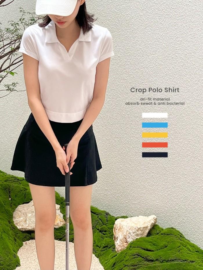 [Fresh Authentic] T-0408 Crop Polo Shirt Wanita
