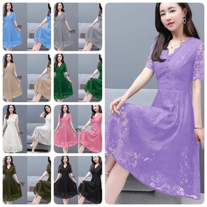 TERBATAS DVN MIDI DRESS PESTA MANUELA BRUKAT / DRESS PESTA / DRESS MURAH