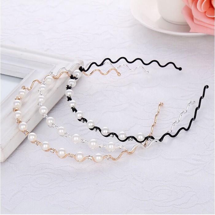 Bando Mutiara Berlian Bando Pesta Pearl Headband Bandana Jedai Jepit