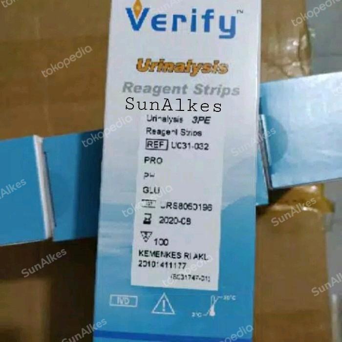 Verify Urinalysis Reagen Strip 3P dan 10P isi 100 Strip