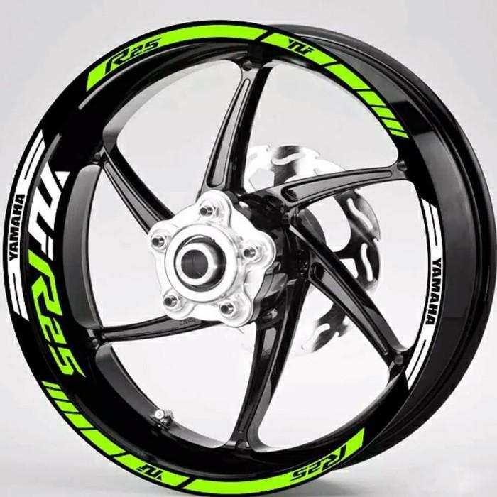 Stiker velg custom Yamaha r25 biru merah stabilo sticker lis whell rim