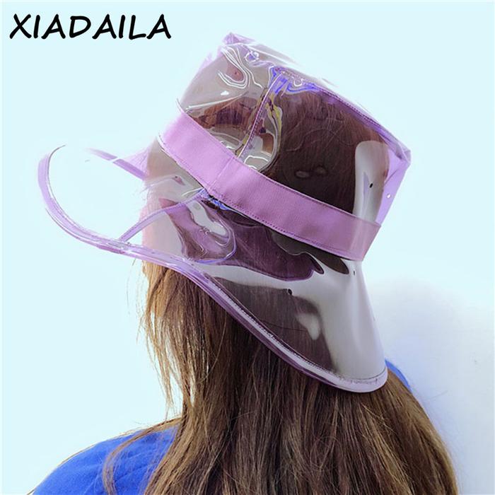New Hip hop hat Bucket Hat Caps Women High Street Summer Beach Hat PVC Transparent Sun Visor Waterpr