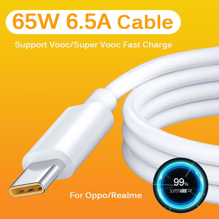6.5A 65W USB Type C Super-Fast Charge Cable Super Vooc Dart Cord for Realme 9i 9 Pro 8 7 X7 X50 GT G