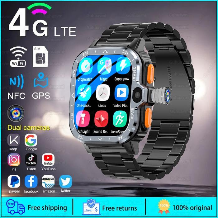 For HUAWEI ios 2025 New GPS 4G 5G Smart Watch Dual Camera 64/16GB Memory WiFi Waterproof Telephone S