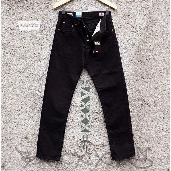 LVS501 Celana Jeans Panjang Pria Kancing Made In Japan Standar Reguler Orinal Import Quality - Hitam