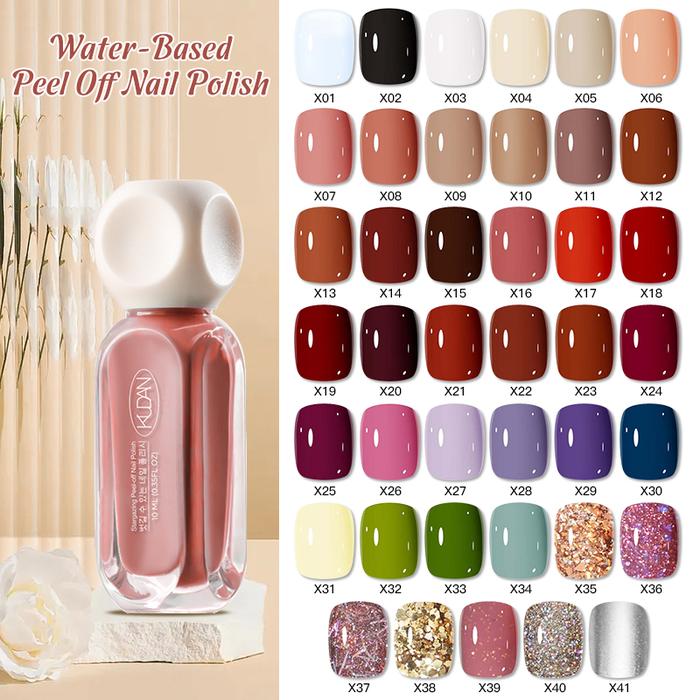 KUDAN 10ml Water-based Nail Polish 40 Colors Long Lasting Tearable Quick Dry No Bake Semi-permanent 