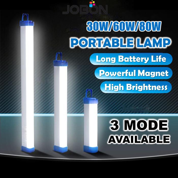Jobon 30W/60W/80W Lampu Darurat LED USB Dapat Dikenakan Biaya DC5V Lampu dengan Magnet Lampu Berkema