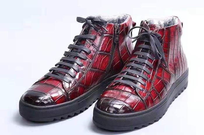 RED color 100% Genuine crocodile skin leather men fashion shoe wi