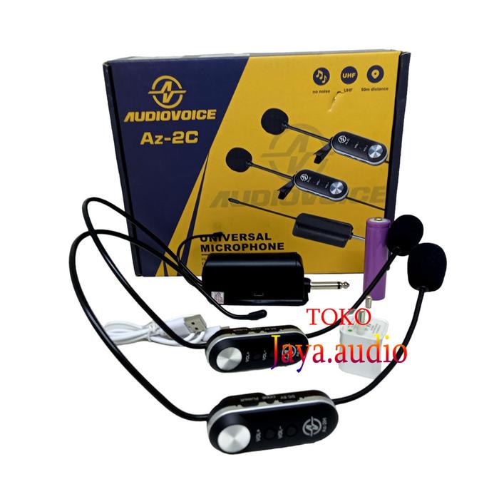 Mic Headset bando AUDIOVOICE 2H Mik Wireless Model Bando Tanpa kabel Mikrofon Imam Sholat 2Mik Bando