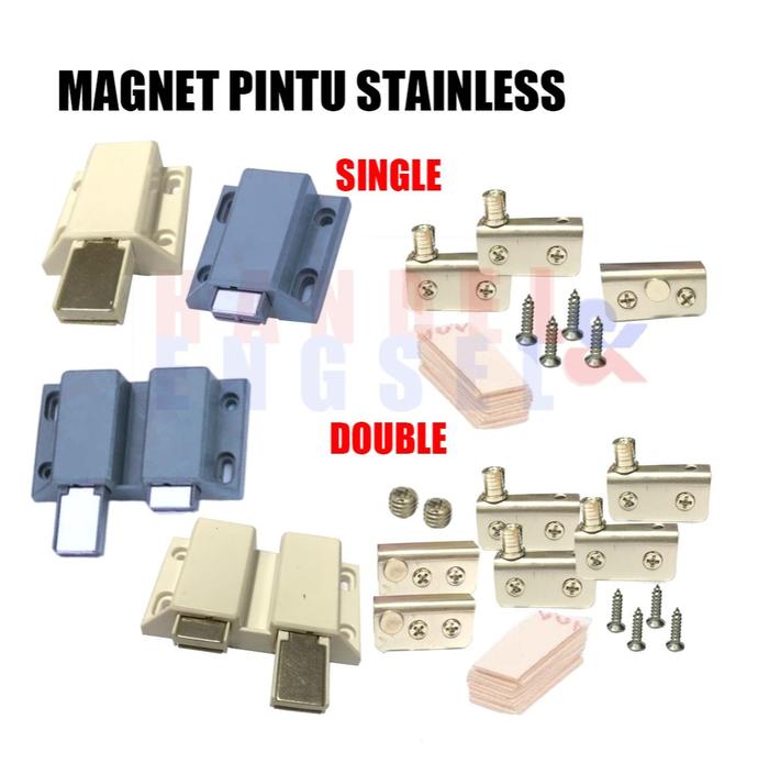 Magnet Single Push Stainless Magnet Double Push Stainless Kunci Magnet Lemari Kaca Push Open - Singl