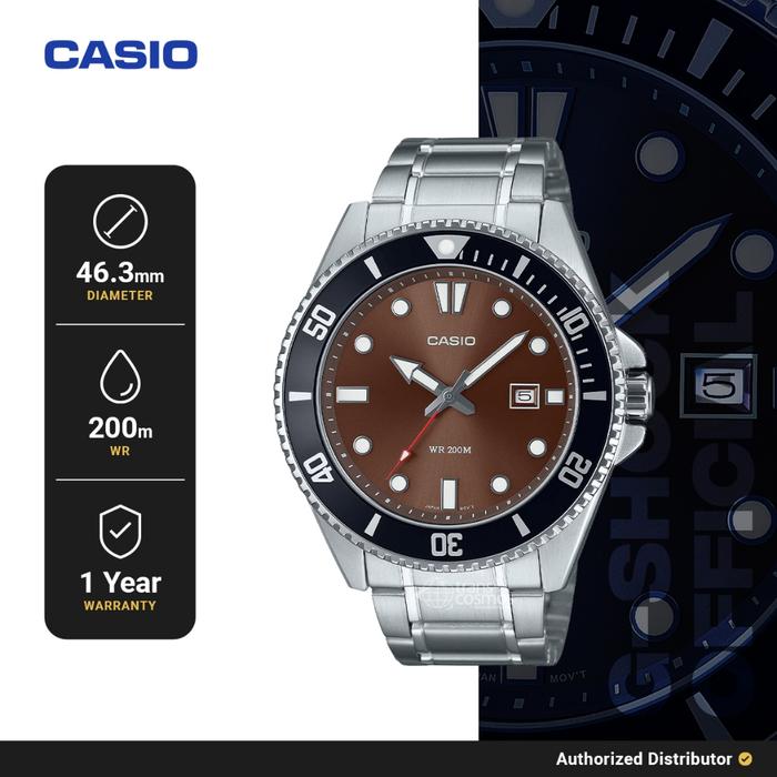 Casio General MDV-107D-5AVDF Jam Tangan Pria Analog Ori Silver WR 200M