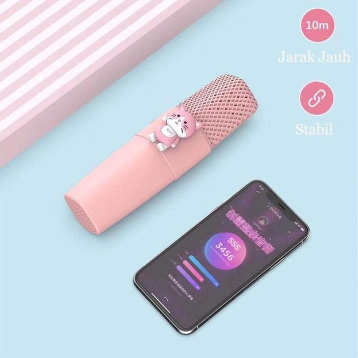 Mic K9 Wireless Microfon Anak Bluetooth Model Kartun Karaoke Player Microphone Speaker KADO ANAK