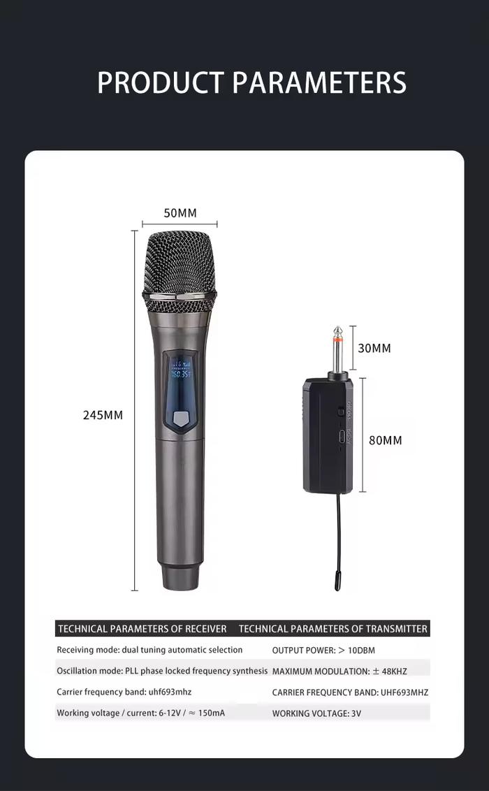 Mic Wireless Advance mic Karaoke tanpa kabel UHF Mikrofon Genggam LED Double Digital Mikrofon Nirkab