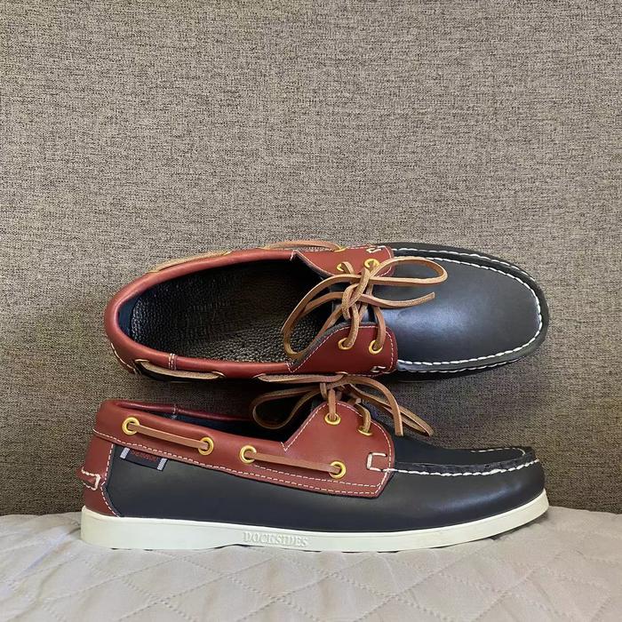 Men Authentic Sebago Docksides Shoes - Premium Leather Moc Toe La