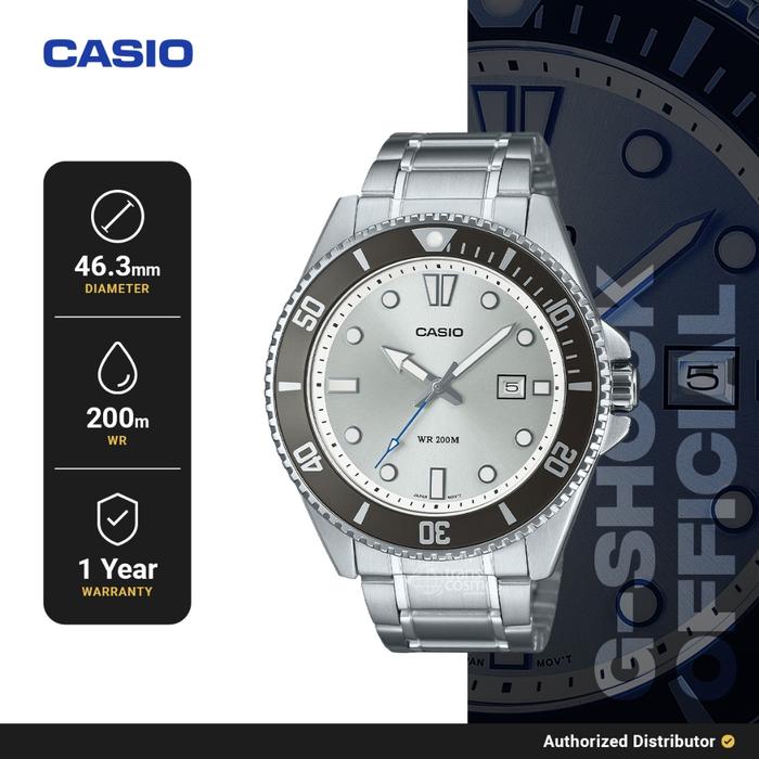Casio General MDV-107D-7AVDF Jam Tangan Pria Analog Ori Silver WR 200M