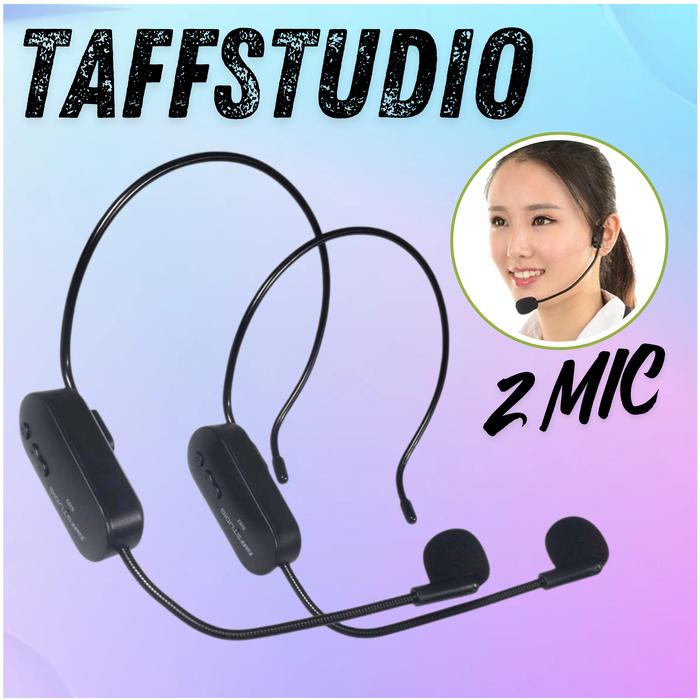 TaffSTUDIO Mic Wireless 2 Mic Murah Microphone Suarah Jernih Mik Imam Masjid 2.4G Receiver